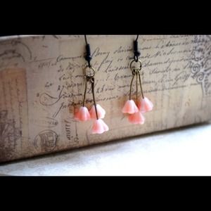 Handmade flower dangle earrings