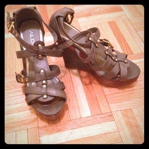 Strappy Grey Gladiator Wedges