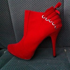 Red velvet booties
