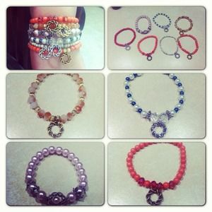 Handmade beaded bracelets.