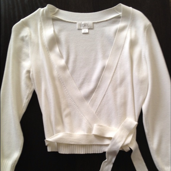 Ann Taylor Loft White Wrap Sweater