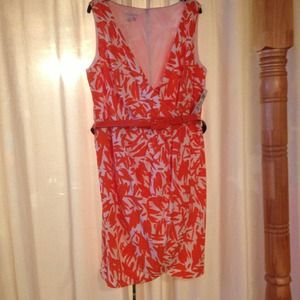 NEW! Orange and off white dress with matching belt