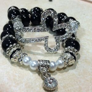 Black n silver cross beads
