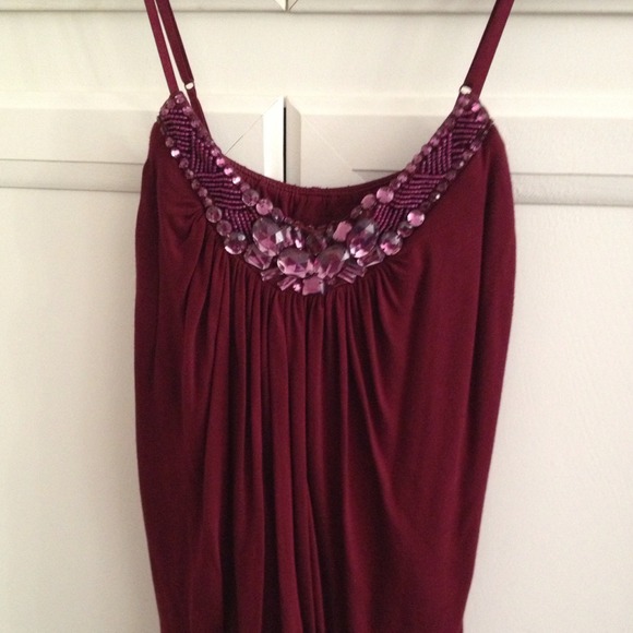 Forever 21 Burgundy Top w/ Beautiful Beaded Detail - Picture 2 of 3