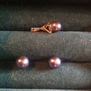 Genuine black pearls with 14K gold.