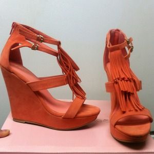 Suede Coral Wedges