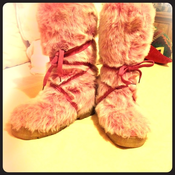 Cute pink fuzzy boots