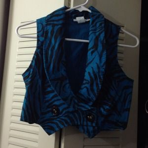 Bright Blue Zebra Print Vest