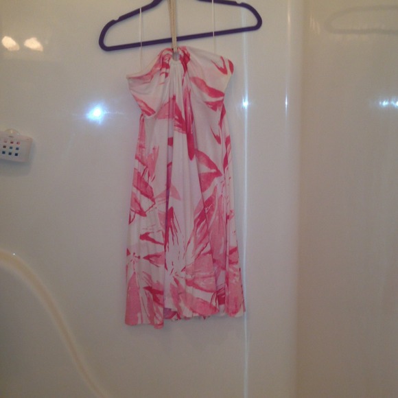 White and coral cotton floral dress