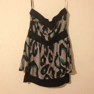 Bebe Strapless Leopard Print Top