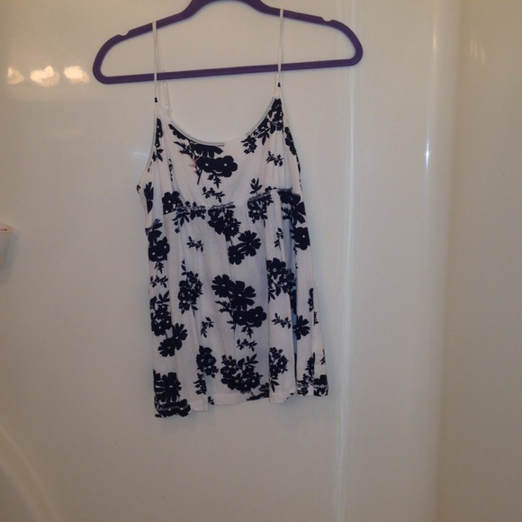 White and navy blue floral tank top