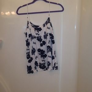 White and navy blue floral tank top