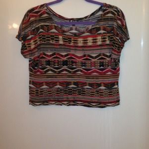 Tribal print t-shirt crop top