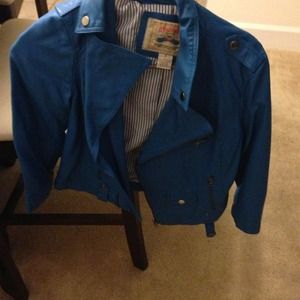 Blue leather jacket:)