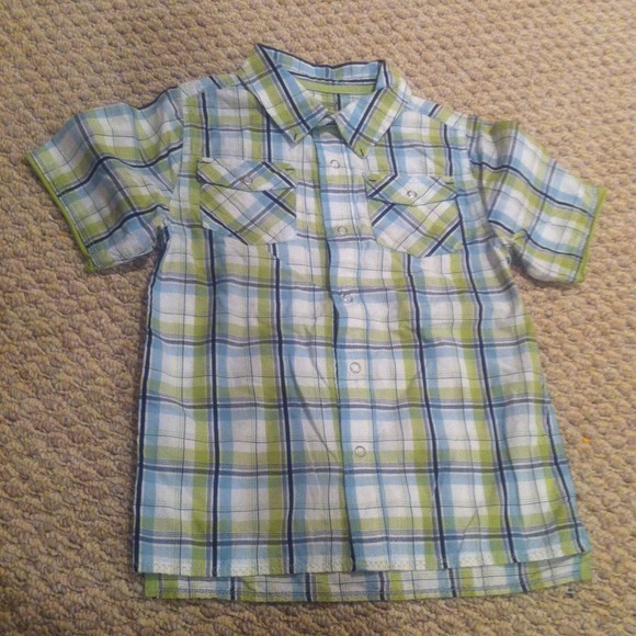Boys Blue & Green Plaid Shirt