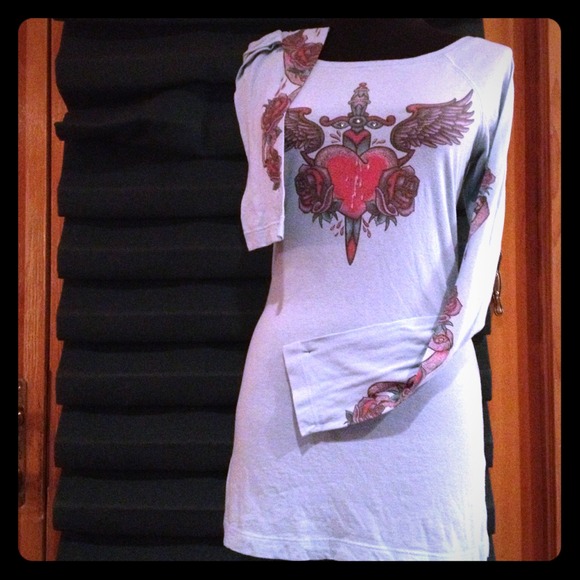 💰SALEx2💰BabyBluLongTop💀EdHardy inspired💥