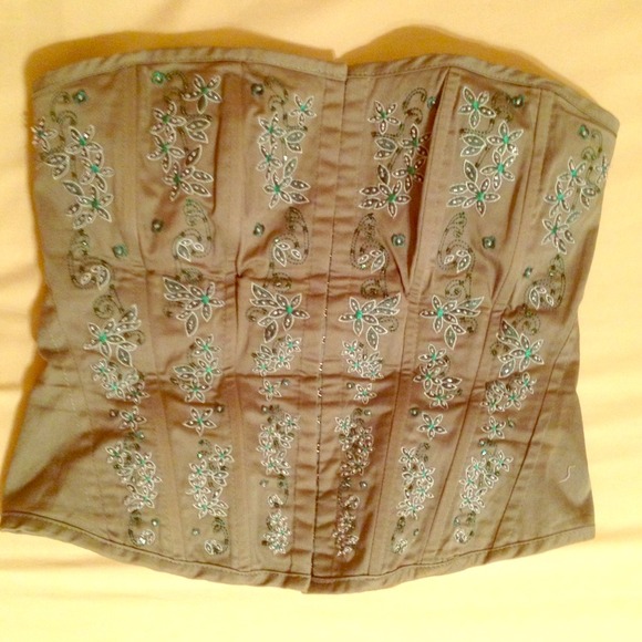 Olive Green Beaded Corset