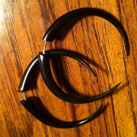 Acrylic fake gauge earrings- dark brown