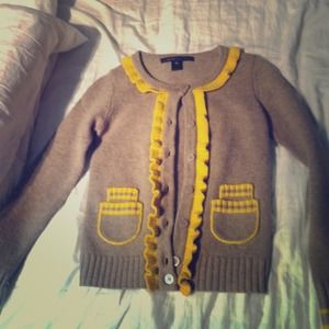 Marc Jacobs Cardigan sweater with yellow detail.
