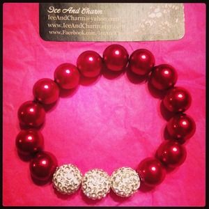 Crystal & Red Pearl Bracelet