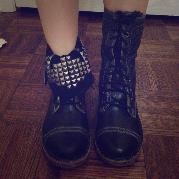 Studded black boots