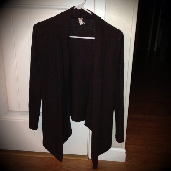 SOLDDark brown high low waterfall cardigan sweater
