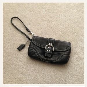 TRADED Authentic COACH wristlet- black leather