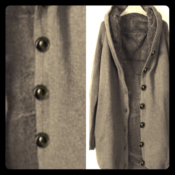 Hooded Long Fleece Jacket -- Gray