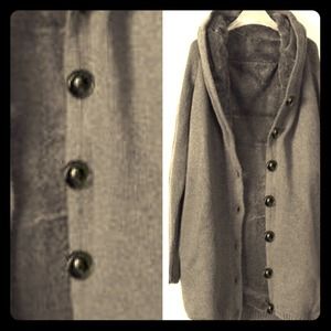 Hooded Long Fleece Jacket -- Gray