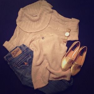 Short Sleeve Cowl Neck Sweater
