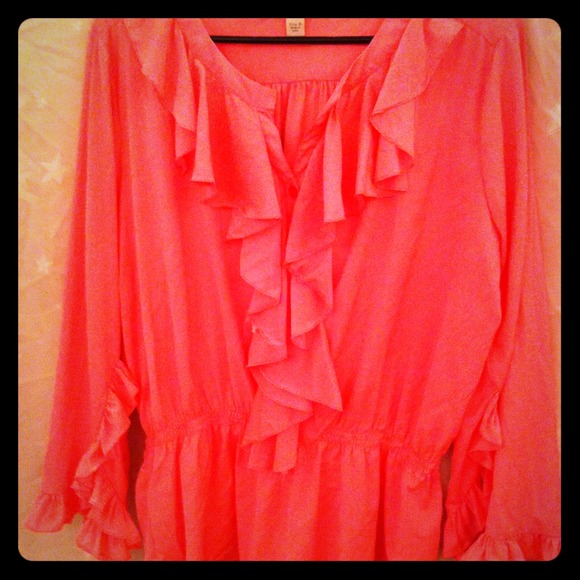 Pretty Neon Pink Boston Proper Frilly Top!!