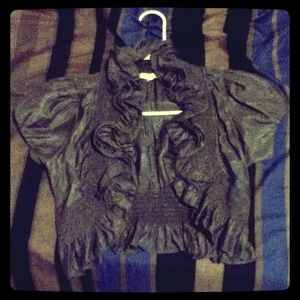 Gray ruffled blaser