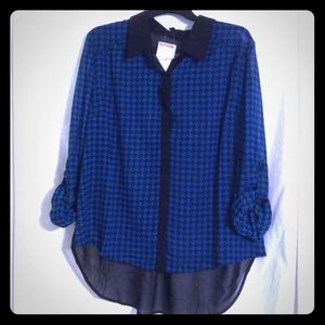 Houndstooth Sheer Top