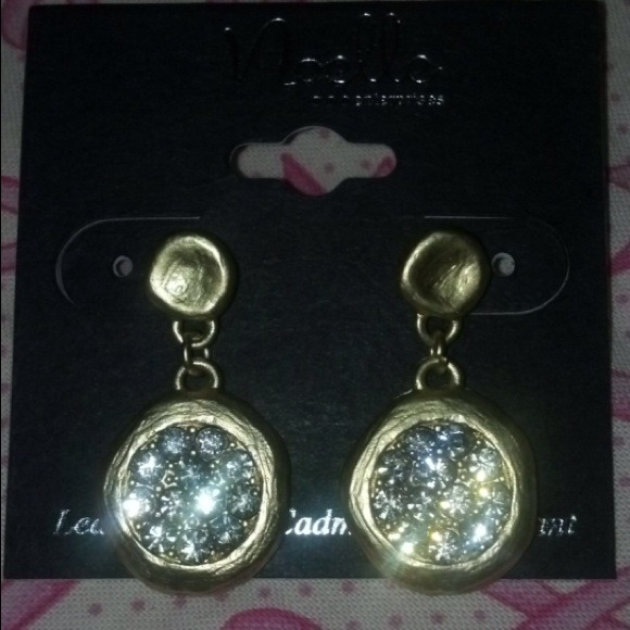 Noelle gold tone bling earrings nwt