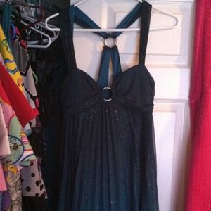 Green racerback glittering Knee length dress