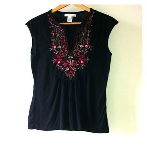 Design History Flowered Cap Sleeved Blouse