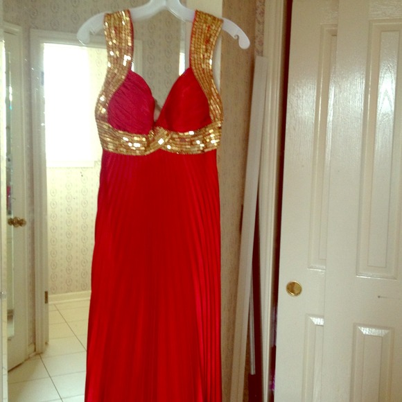 Red/gold Tiffany designs evening gown