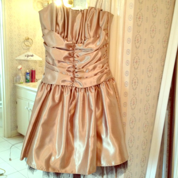 Gold Jessica McClintock cocktail dress