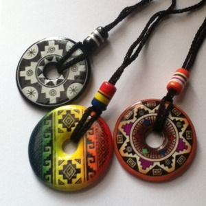 Jewelry - Set of 3 Aztec Design Ceramic Pendant Necklace New Jewelry - Set of 3 Aztec Design Ceramic Pendant Necklace New