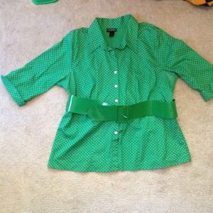 Lane Bryant size 14/16 vintage look green poka dot