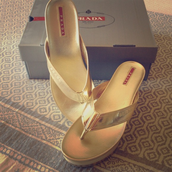 Prada Gold Wedge - Picture 1 of 1