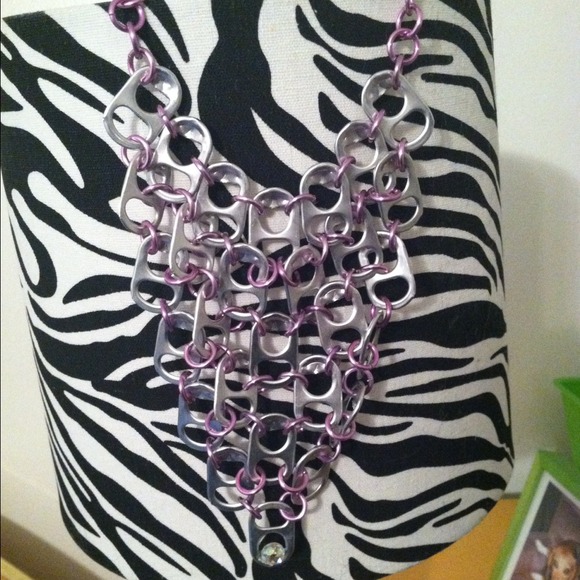 Beautiful tab necklace with rhinestone accent. - Picture 2 of 4