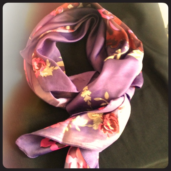 Ladies floral print silky scarf