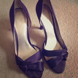 Purple peeptoe pumps