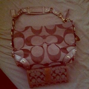 Brown coach bag w/ wallett