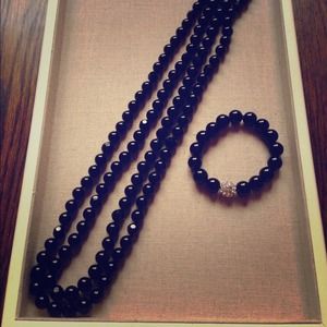 La Coco Jet Faceted Necklace & Bracelet