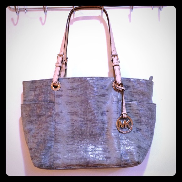 Michael Kors Handbags - Beautiful Micheal Kors Slate Gray Lizard Tote bag