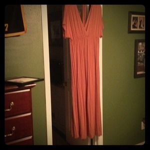 Long tan/pink maxi dress