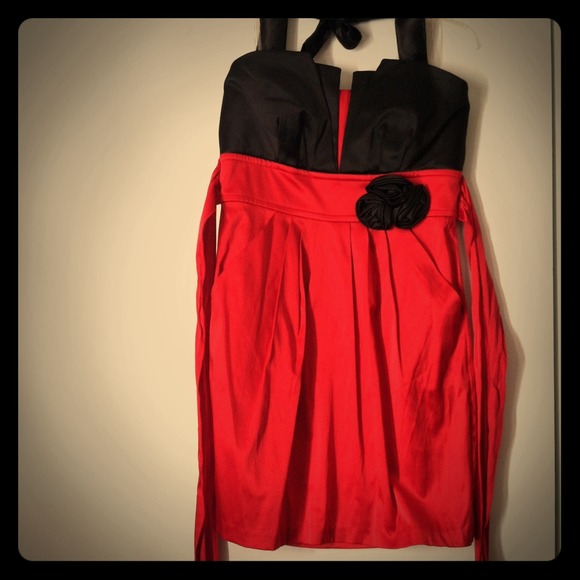 Halter Red & Black Dress