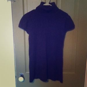 Dark purple short sleeve turtle neck sweater